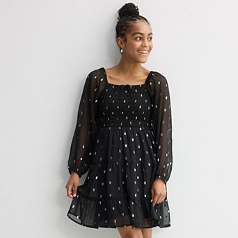 Girls 7-16 Speechless Smocked Clip Dot Dress