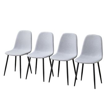 YQNUCO Linen-Cotton Dining Chair Set of 4, Integrated Seat and Backrest, Modern Home Matching