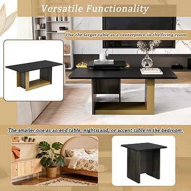 YQNUCO 2 Pack Coffee Table, Square Coffee End Table with Top, Center Table for Living Room