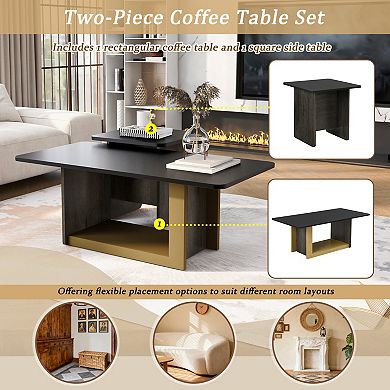 YQNUCO 2 Pack Coffee Table, Square Coffee End Table with Top, Center Table for Living Room