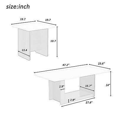 YQNUCO 2 Pack Coffee Table, Square Coffee End Table with Top, Center Table for Living Room