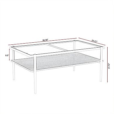 YQNUCO Coffee Table with Tempered Glass Top & Black Legs, Modern Table for Living Room