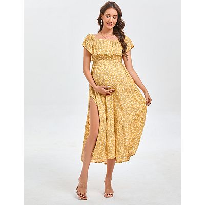 gold maternity maxi dress Foil Gown