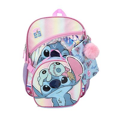 Stitch 5-Piece Backpack Set with Padded Straps & Multiple Compartments