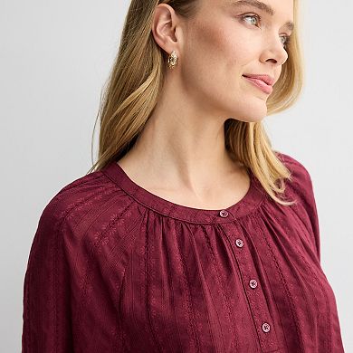 Women's Croft & Barrow Button Split Neck Top