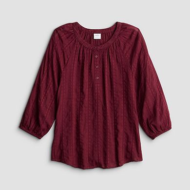 Women's Croft & Barrow Button Split Neck Top