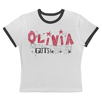 Juniors' Olivia Rodrigo Live On Stage Guts Graphic Ringer Baby Tee