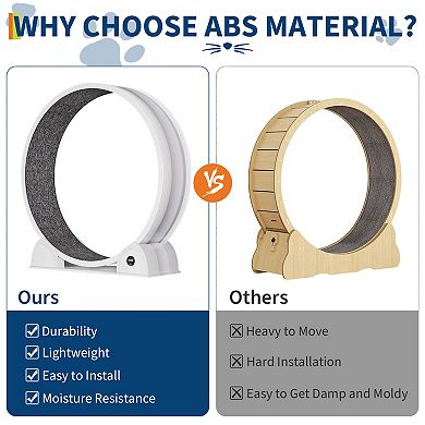 Indoor 45" Cat Exercise Wheel, Pet Large Cat Treadmill Wheel with Detachable Carpeted Runway