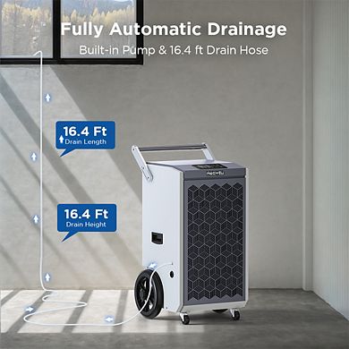 Moiswell 260 Pints Commercial Dehumidifier with Pump for Basement Warehouse Industry Water Damage