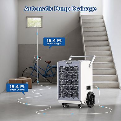 Moiswell 160 Pints Commercial Dehumidifier with Pump for Basement Warehouse, Industry Water Damage