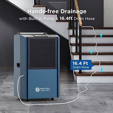 250 Pints 8,500 sq.ft. Commercial Dehumidifier with Pump Drain Hose Portable for Basement Warehouse