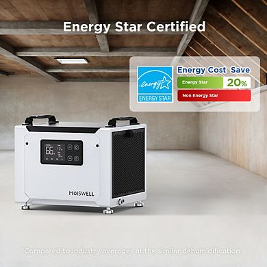 Moiswell 70 Pints Energy Star Certified Commercial Dehumidifier with Pump for Crawlspace