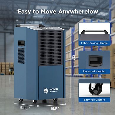 190 Pints Portable Commercial Dehumidifier with Pump Heavy Duty Moisture Removal for Basements