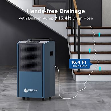 190 Pints Portable Commercial Dehumidifier with Pump Heavy Duty Moisture Removal for Basements