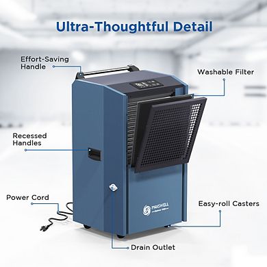 305 Pints 9,500 Sq. Ft. Commercial Dehumidifier with Auto Drain Hose Defrost for Basement Warehouse