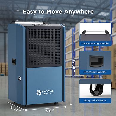 305 Pints 9,500 Sq. Ft. Commercial Dehumidifier with Auto Drain Hose Defrost for Basement Warehouse