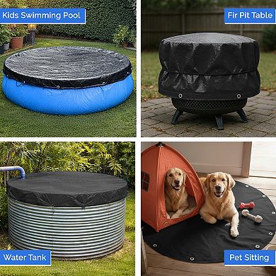 Covers&All Round Tarp, Heavy Duty Tear & UV-Resistant Multipurpose Tarp for Pool, Garden