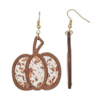 Gold Tone Pumpkin Dangle Earrings