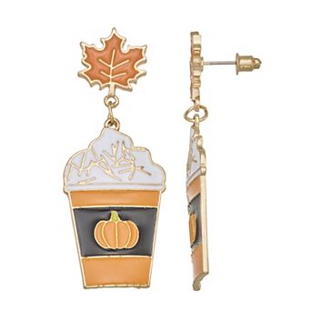 Gold Tone Pumpkin Latte Drop Earrings