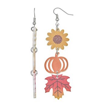 Silver Tone Fall Linear Earrings