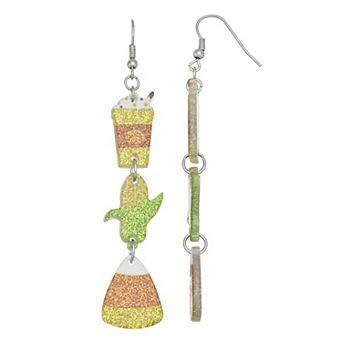 Silver Tone Fall Glitter Linear Earrings
