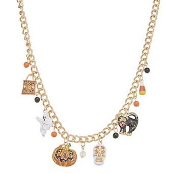 Gold Tone Halloween Charms Necklace