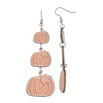 Silver Tone Triple Pumpkin Linear Earrings