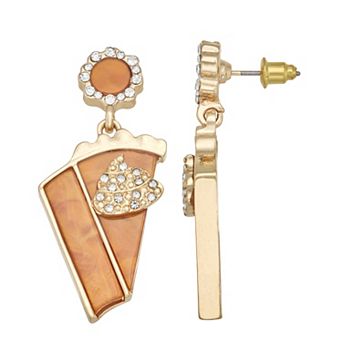 Gold Tone Pumpkin Pie Dangle Earrings