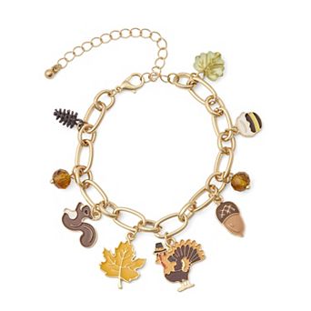 Gold Tone Fall Charm Bracelet