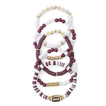 Gold Tone Game Day 5 pc Beaded Stretch Bracelet Set