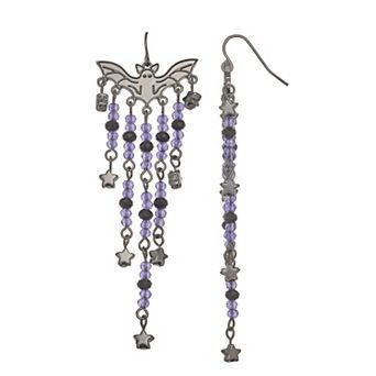 Bat Beaded Fringe Earrings