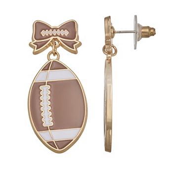 Gold Tone Football Drop Earrings