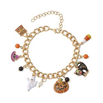 Gold Tone Halloween Charms Bracelet