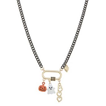 Two Tone Halloween Carabiner Charms Necklace