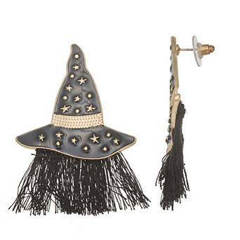 Gold Tone Witch Hat Earrings