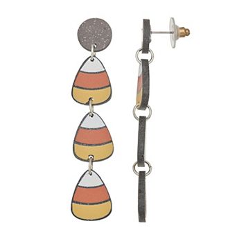 Silver Tone Candy Corn Linear Earrings