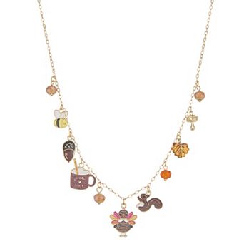 Gold Tone Fall Charms Necklace