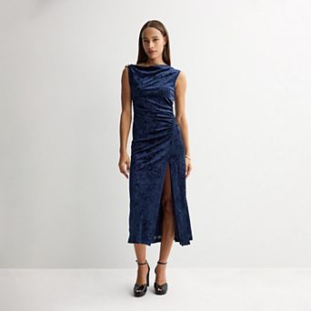 Women's Taylor Velvet Cowl Neck Fit & Flare Dress