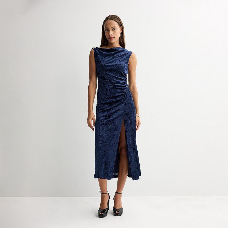 blue velvet cowl neck dress Women's Taylor Fit & Flare drop:RS26 RTW Drop 1 Picking Flowers Mini Dress Length:34-35 Made In Los Angeles