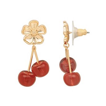LC Lauren Conrad Gold-Tone Flower & Cherry Drop Earrings