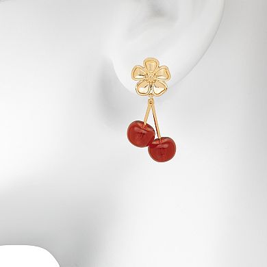 LC Lauren Conrad Gold-Tone Flower & Cherry Drop Earrings