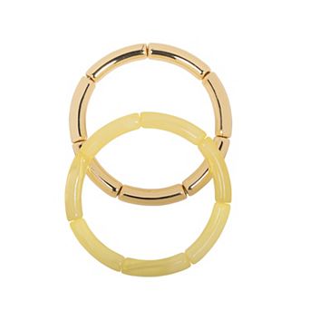 LC Lauren Conrad Gold Tone Chunky Stretch Bracelet Duo Set