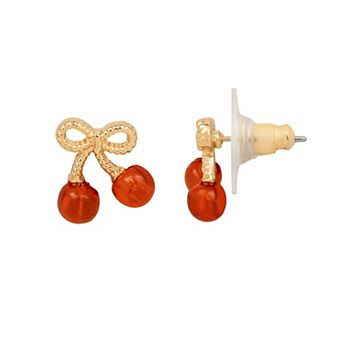 LC Lauren Conrad Gold-Tone Cherry Button Earrings