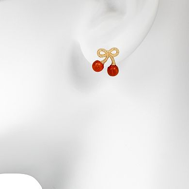 LC Lauren Conrad Gold-Tone Cherry Button Earrings