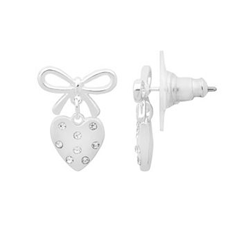 LC Lauren Conrad Silver Tone Bow & Heart Drop Earrings