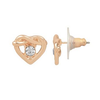LC Lauren Conrad Rose Gold Tone Knotted Heart Stud Earrings