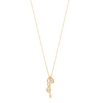 LC Lauren Conrad Gold Tone Lock & Key Pendant Necklace