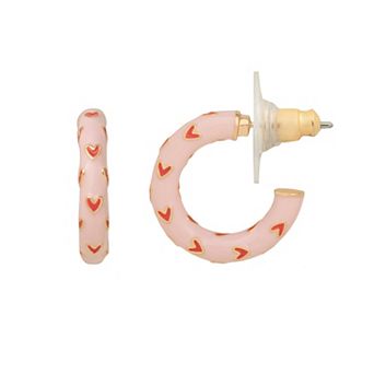 LC Lauren Conrad Mini Heart Enamel Hoop Earrings