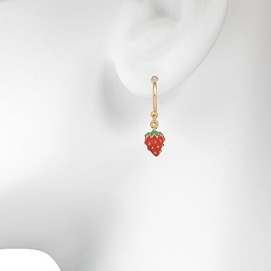 LC Lauren Conrad Gold Tone Strawberry Drop Hoop Earrings