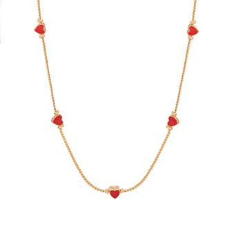 LC Lauren Conrad Gold Tone Heart Station Short Necklace